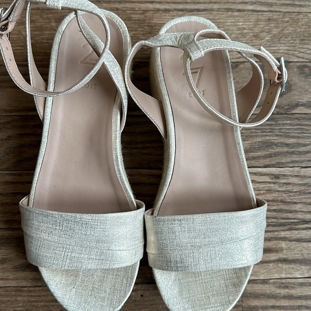 27 Edit Jamari Platform Sandals white Silver 7M - Picture 4 of 6